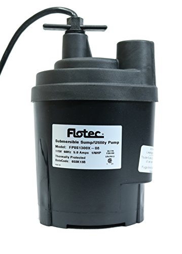 Pentair Flotec FP0S1300X-08 Tempest 115-Volt 1/6-HP Submersible Thermoplastic Water Removal Utility Pump