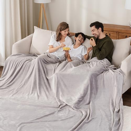 Berkshire Blanket VelvetLoft Big Oversized King Family Blanket,All Season Mid-Weight Ultra Silky and Fuzzy Blanket,Seamless Extra Large Blanket(Chateau Grey,120x120 Inches)