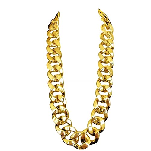 YWQZGYP Hip Hop Rapper Plastic Chunky Fake Gold Chain Necklace,80s/90s Costume Accessory(27.5inches*1.34inches)