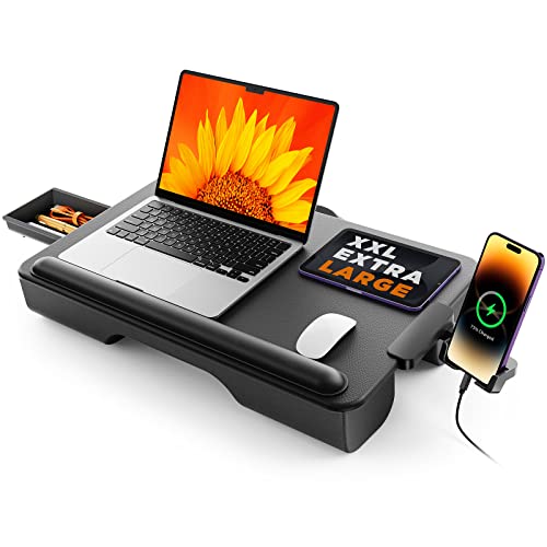 SAIJI Laptop Lap Desk, Portable Laptop Desk for Bed - Fits Up to 17' Laptop & MacBook,Lightweight Tray Table with Storage Drawer, Lap Desk with Cushion, Lap Computer Desk for Laptop