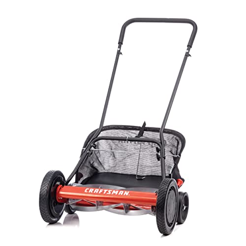 Craftsman 1816-18CR 18-Inch 5-Blade Push Reel Lawn Mower with Grass Catcher, Red