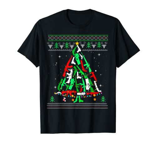 Ugly Guns Christmas Tree Handgun Assault Rifle M4 AR15 T-Shirt