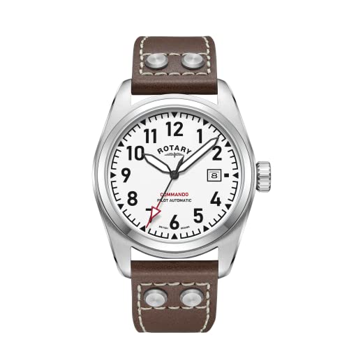 Rotary Commando | White Dial | Brown Leather Strap GS05470/18