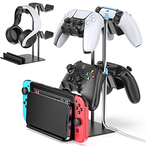 OIVO Controller Organizer for Desk, Display Controller Stand for PS5/ PS4/ Xbox Series/One X/S/Nintendo Switch Controller & Headset Stand, Controller Desk Mount & Storage for 4 Packs Game Controller