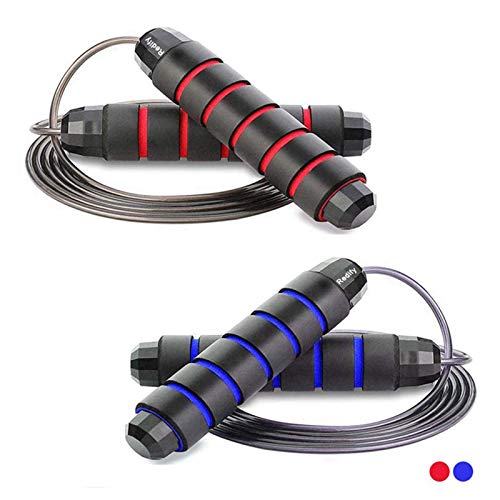 Redify Jump Rope,Jump Ropes for Fitness for Women Men and Kids,Speed Jumping Rope for Workout with Ball Bearings,Adjustable Skipping Rope for Exercise&Slim Body at Home School Gym (Red,Blue)