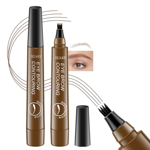 Kaely 2Pcs Magical Precise Waterproof Brow Pen,Suake Eyebrow Contouring Pen,4 Tip Eye Brow Pencils for Women Makeup,lapiz de cejas 3d Microblading Eyebrow Pen Pencil,24h Smudge Proof,01 Light Brown