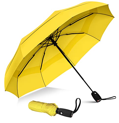 Repel Travel Umbrella: Windproof Travel Umbrella and Compact Mini - Perfect for Car, Golf, and On-the-Go. Small Travel Umbrella Compact Mini, Windproof and Strong, Yellow