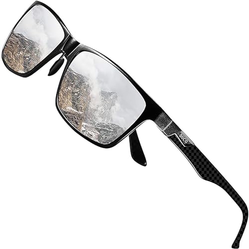 DUCO Men's Luxury Carbon Fiber Temple Polarized Sunglasses for Men Sports UV400 DC8206