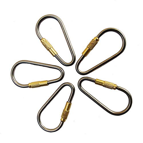 EKLOEN 5pcs Mini Titanium Locking Carabiner, Perfect D-Ring for Outdoor and Indoor Use