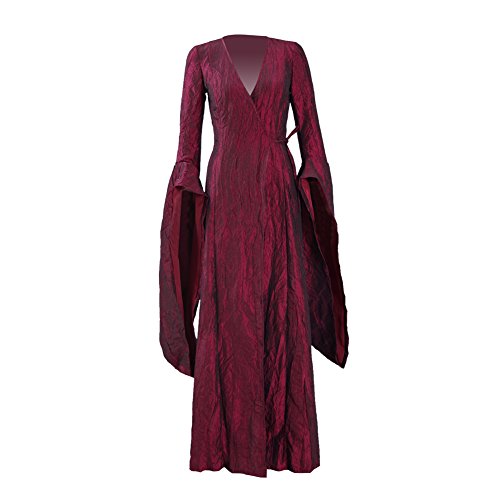 The Red Women Melisandre Costume Halloween Cosplay Party Dress Outfits (L, Dress)