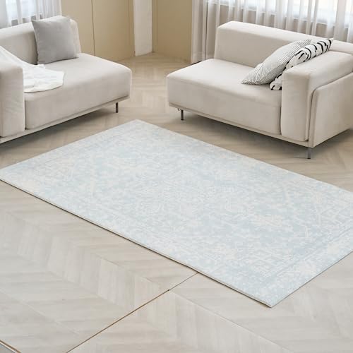 Baby Care Soft Rug (Prestige, Ikat - Inca Blue) 98'' x 59'' Original One-Piece Reversible Rollable Waterproof Play Mat for Infants, Babies, Toddler, and Kids