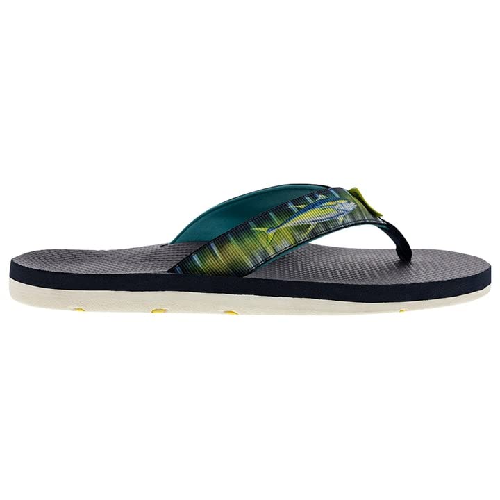 Scott Hawaii Men's Kaiko Rubber and Nylon Slipper - Ahi Fish Design Strap - No-Slip Boat Sandal - All Day Arch Support and Heel Cup Comfortable Flip Flops