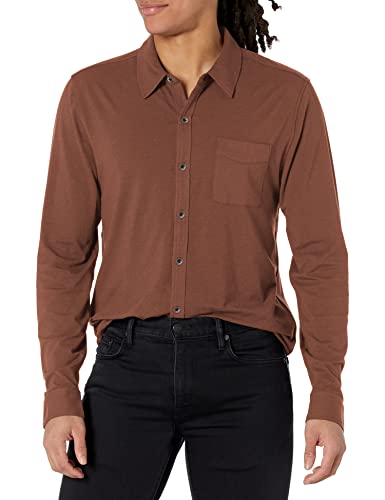 PAIGE Men's Stockton Button Up Long Sleeve Shirt, Ruby Rum, XL
