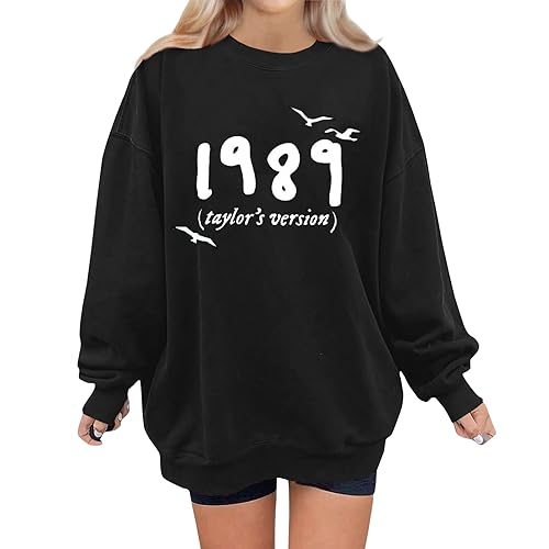 1989 T Shirts for Women, Oversized Crewneck 1989 Fan Sweatshirt Long Sleeve Concert Outfit Hoodie Pullover Tops