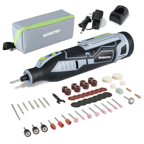 WORKPRO 12V Cordless Rotary Tool Kit, 5 Variable Speeds, Powerful Engraver, Sander, Polisher, 114 Easy Change Accessories, Craft Tool for Handmade and DIY