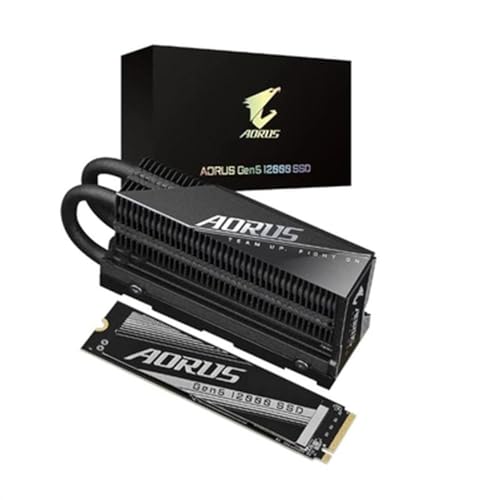GIGABYTE AORUS Gen5 12000 SSD 1TB, PCIe 5.0x4, NVMe 2.0 Interface, Sequential Read Speed : up to 11,700 MB/s, Sequential Write speed up to 9,500 MB/s