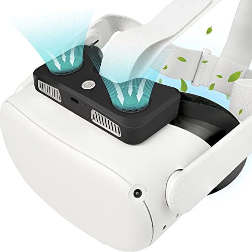 AQIDAP Cooling Fan for Oculus Quest 2 air Circulation Fan,Relieve Lens Fogging,Upgraded Face Cover with Double Cooling Fan System，Newly Upgraded Three Gear Large air Volume