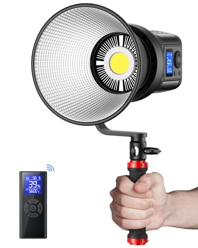 RALENO 80W LED Video Light with 2.4G Control, 7200Lux 5600K CRI95+ Studio Lights with Cooling Fan and Bowens Mount, Photography Light on Continuous Output Lighting for YouTube TikTok Video Recording