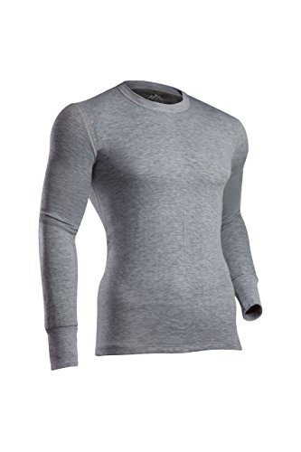 ColdPruf Platinum II Dual Layer Activewear Long Sleeve Crew Neck Men's Base Layer Top, Heather Grey, Large