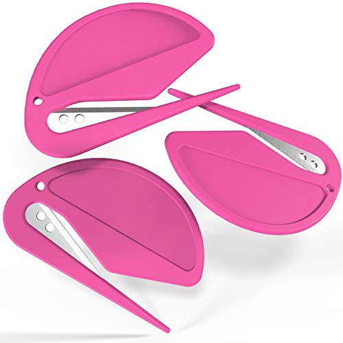 Uncommon Desks Colorful Letter Openers - Hot Pink 3 Pieces - Sharp and Efficient - Open Envelopes with Ease (Hot Pink, 3 Pieces)