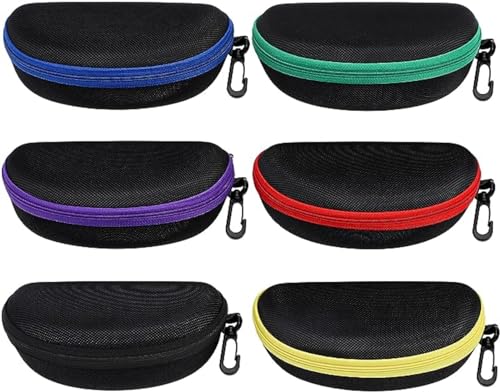 6 Pack Sunglasses Case Portable Travel Zipper Eyeglasses Case With Hook