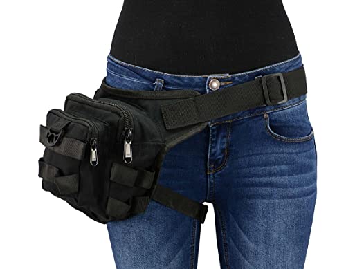 Milwaukee Leather MP8841 Black Textile Conceal and Carry Tactical Thigh Bag with Waist Belt - One Size