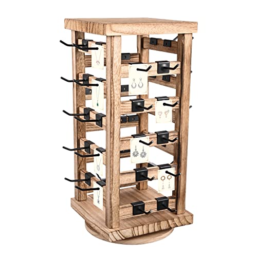 Fumingpal Wood Rotating Jewelry Storage Display, Rotating Jewelry Stand Earring Keychain Display Stand, Jewelry Display Stand for Vendors, Earring Display for Selling, Store, Showcase and Home