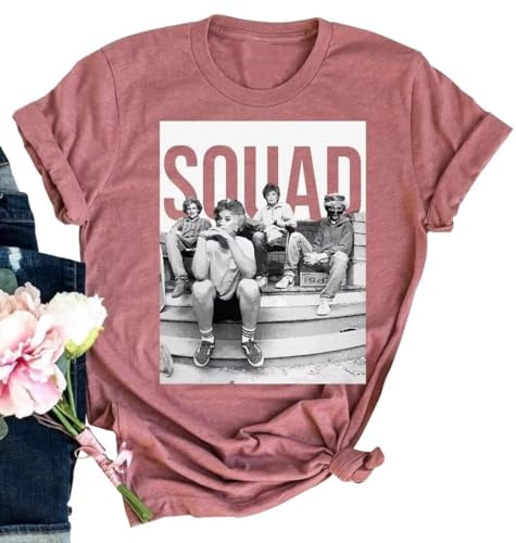 Girls TV Show Vintage T-Shirt for Women Funny Letter Print Tee Shirts Best Friends Squad Short Sleeve Casual Tees Tops (Large,Pink)