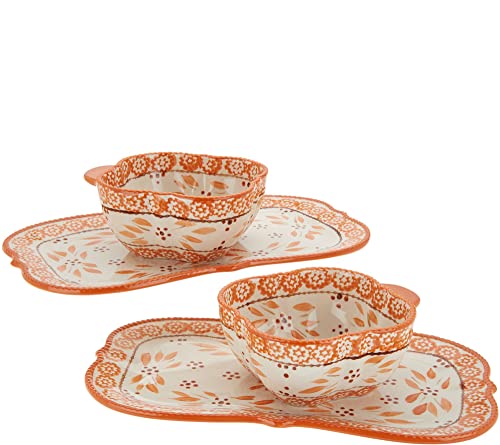 Temp-tations Ovenware Temp-tations 4 pc Sculpted Soup & Sandwich Set - 2 Bowls & 2 Plates (Old World Spice), 16 ounces
