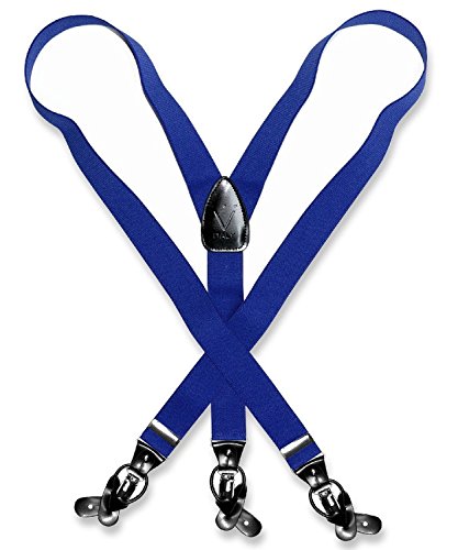 Men's ROYAL BLUE SUSPENDERS Y Shape Back Elastic Button & Clip Convertible