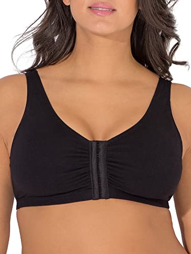Fruit of the Loom Women's Front Closure Cotton Bra, Black Hue, 44