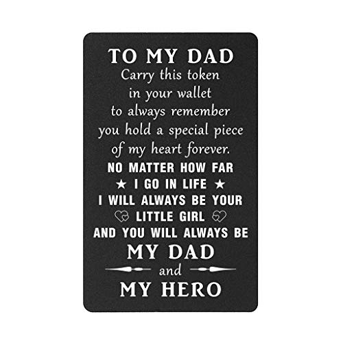 TANWIH Fathers Day Dad Gifts from Daughter - Dad I Will Always Be Your Little Girl - Dad Birthday Gifts Wallet Card from Daughter - My Hero Dad Deployment Gifts, Christmas