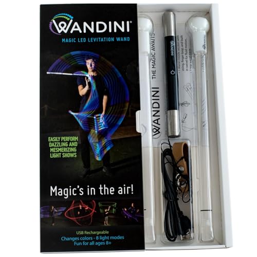 Wandini Glow.0 Magic Wand Collapsible LED Levitation Wand - USB Rechargeable Floating Wand - LED Light Wand with 22 Color Light Modes – Patented, Expertly Balanced LED Flow Wand Levitation Stick
