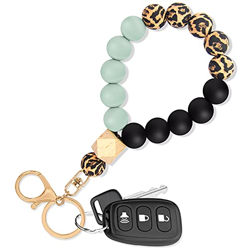 SHANSHUI Wristlet Keychain, Key Ring Bracelet Keychain Silicone Beaded Chains for Women