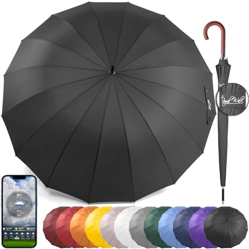 Royal Walk Large Umbrella for 2 Persons - 54 Inch Automatic Open, Wind Resistant, Fast Drying, Strong 16 Ribs, Travel 120cm