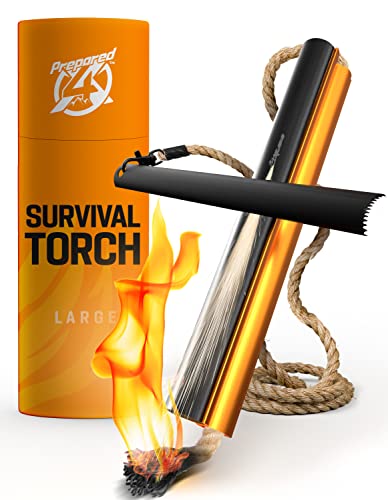 Fire Starter Survival Tool - All-in-One Flint and Steel Fire Starter Kit - Ferro Rod Fire Starter with 36' Waterproof Tinder Wick Rope and Steel Fire Striker - Patented Firestarter | Prepared4X