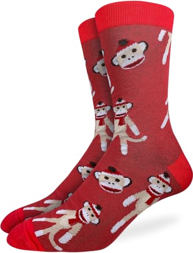 Good Luck Sock Men's Sock Monkey Socks, Adult, Shoe Size 7-12