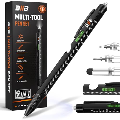 BIIB Gifts for Men - Cool Gadgets for Men, 9 in 1 Multi Tool Pen Christmas Gifts for Men, Funny Gifts for Him, Unique Gifts for Men, DIY Handyman, Father/Dad, Husband, Boyfriend, Him, Women