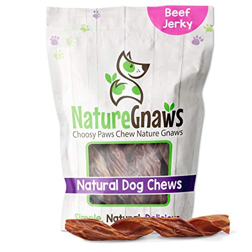 Nature Gnaws - Beef Jerky Springs for Dogs - Premium Natural Beef Gullet Sticks - Simple Single Ingredient Tasty Dog Chew Treats - Rawhide Free 7-8 Inch