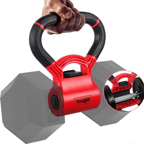 Yes4All Kettle Bell Grip/Weightlifting Kettlebell/Dumbbell Grip Handle - Convert Dumbbells into Kettlebell for Home Gym
