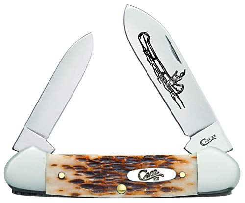 Case WR XX Pocket Knife Amber Jigged Bone Canoe Cv Item #263 - (62131 Cv) - Length Closed: 3 5/8 Inches