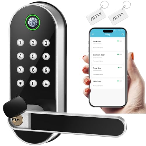 Sifely Smart Lock - Biometric Fingerprint Smart Door Lock - Keypad Keyless Entry Door Lock - Passcode Code Door Lock - Digital Door Lock - Door Handle - Door Knob - Door Lever - Deadbolt Alternatives