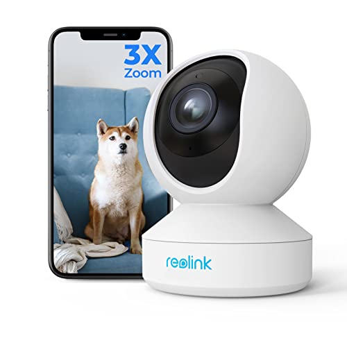 REOLINK 5MP Indoor Security Camera, 5GHz WiFi Camera, E1 Zoom Plug-in Pet Camera, 360 Degree Baby/Dog Monitor with 3X Optical Zoom, Auto Tracking, Person/Pet Detection, Dual Band WiFi, Local Storage