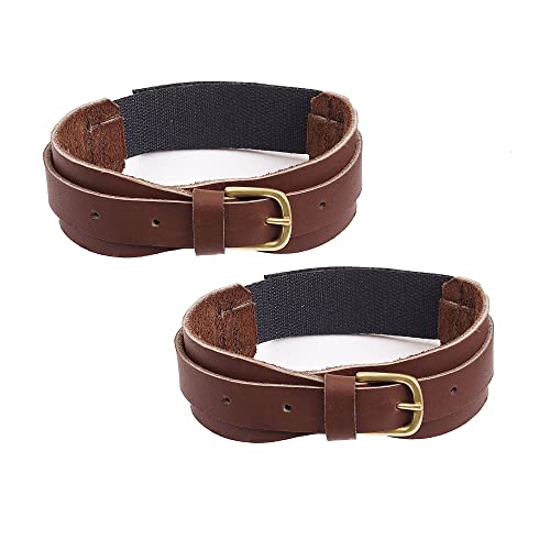 CAMELOT Junior Synthetic Leather Quik-N-EZE Jodhpur Garter Straps with Hook and Loop Closure, Brown, L