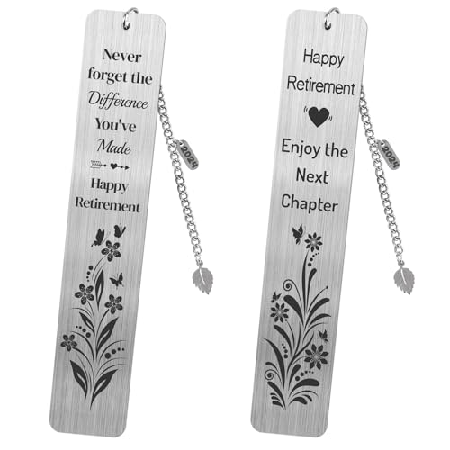 Retirement Gifts for Women 2024 Coworker Retirement Bookmarks for Women Men Book Lovers Farewell Going Away Goodbye Appreciation Retirement Gifts for Retired Teacher Nurse Colleagues(2Pcs Metal)