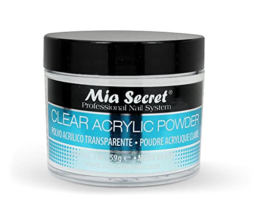 Mia Secret Clear Acrylic Powder, 2 oz - Professional Nail Powder for acrylic nails - acrylic powder - Mia Secret acrylic powder for acrylic nail kit/set - works with monomer acrylic nail liquid