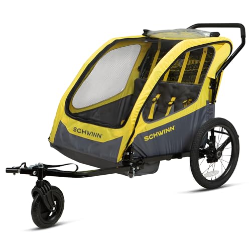 Schwinn Willow River Double Trailer with Stroller Kit, Yellow/Black