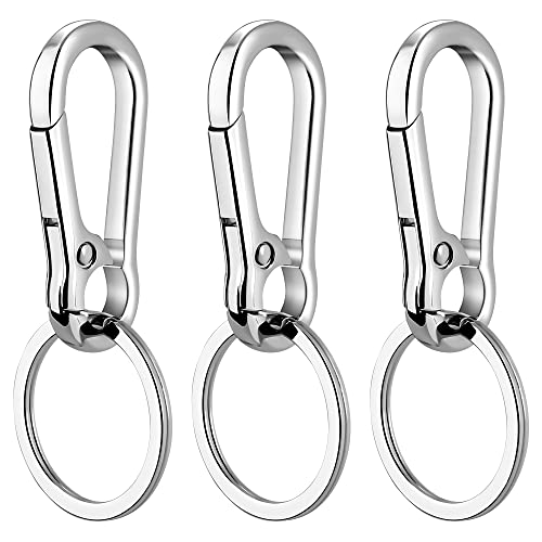 Rainspire Key Ring Keychain Keyrings Key Chain Holder Clip Key Organizer Key Chain Ring for Men and Women, 3 Pack, Silver