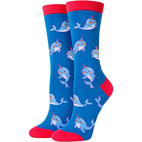 sockfun Funny Socks for Women Girls Crazy Socks, Narwhal Gifts Whale Gifts, Narwhal Socks Whale Socks Animal Socks