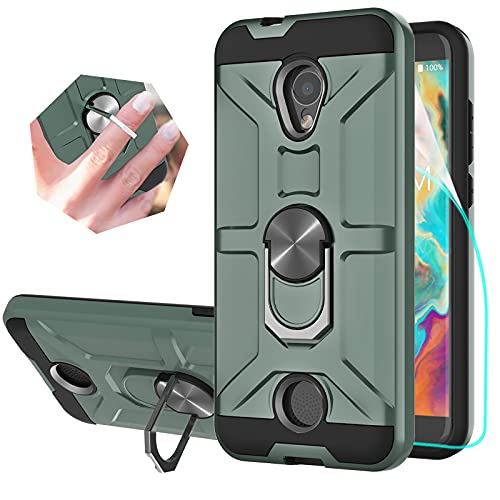 StarLodes Compatible for Coolpad Legacy S Case,3648A Phone Case,[HD Screen Protector] Shockproof Defender Cover with Rotatable Ring Kickstand Fit Magnetic Car Mount-Midnight Green